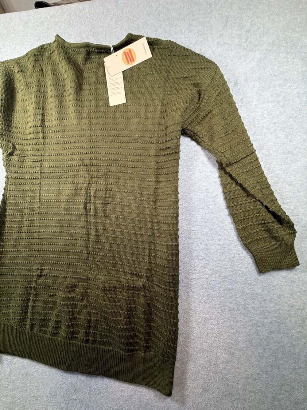 Dokotoo Women's Olive Green Textured Knit Pullover Sweater - Picture 5 of 7